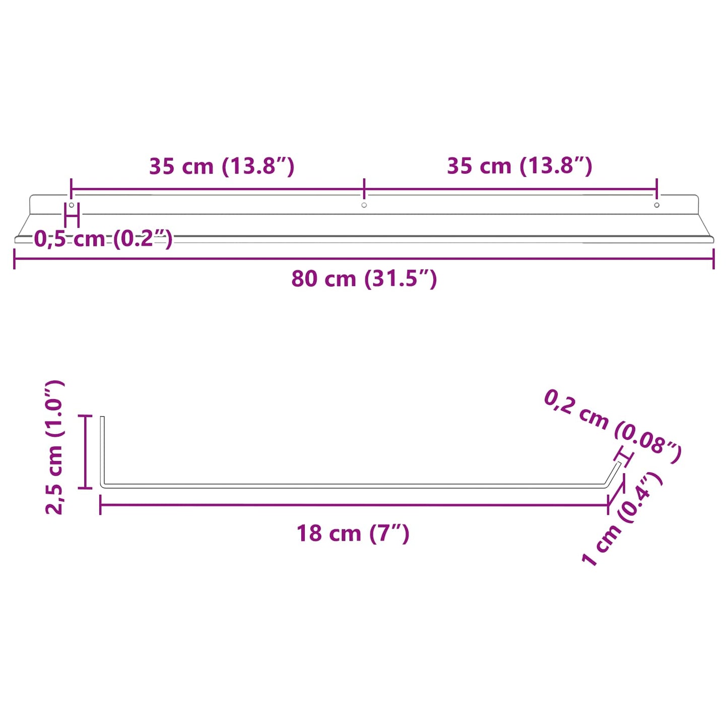 Floating Shelf 4 pcs Olive Green 80 x 18 x 2.5 cm Steel
