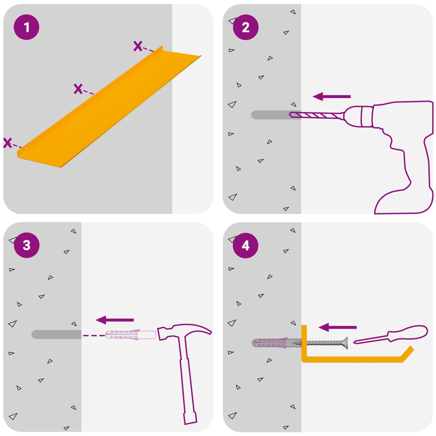 Floating Shelf 2 pcs Mustard Yellow 100 x 18 x 2.5 cm Steel