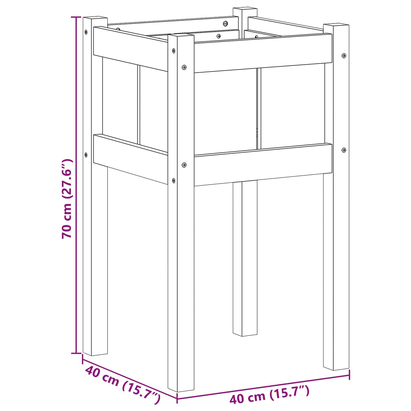 Garden Planter Nature 40 x 40 x 70 cm Solid Pine Wood