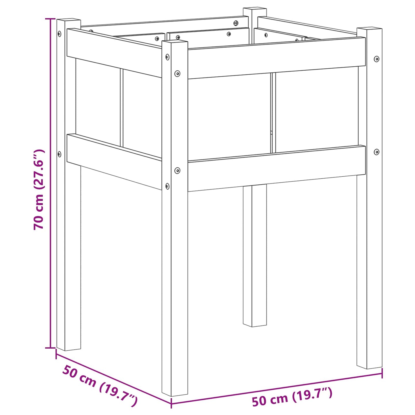 Garden Planter Nature 50 x 50 x 70 cm Solid Pine Wood