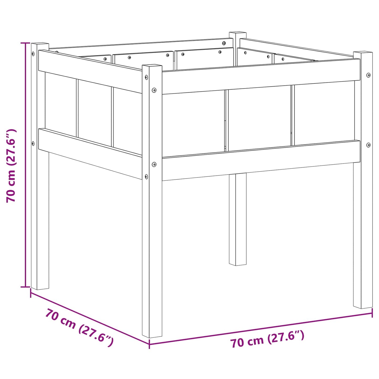 Garden Planter Nature 70 x 70 x 70 cm Solid Pine Wood