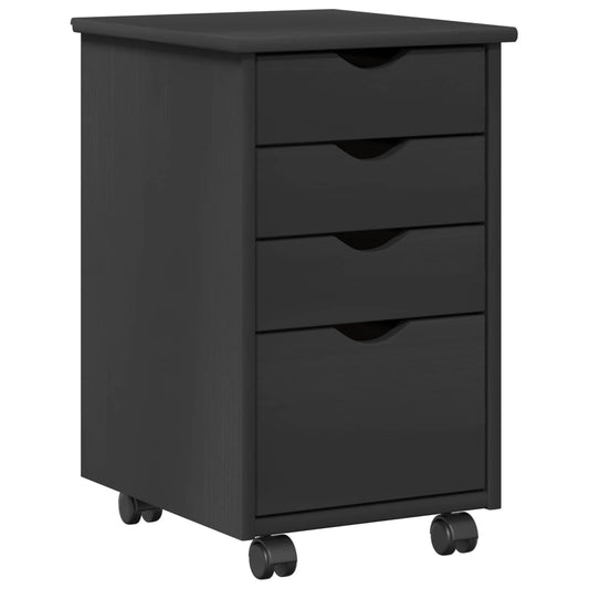 Rolling Cabinet with Wheel Grey 34 x 39 x 56 cm Solid Pine Wood Rolling Cabinet with Wheel Grey 34 x 39 x 56 cm Solid Pine Wood