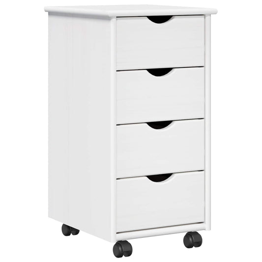 Rolling Cabinet 34 x 39 x 65.5 cm Solid Pine Wood White Rolling Cabinet 34 x 39 x 65.5 cm Solid Pine Wood White