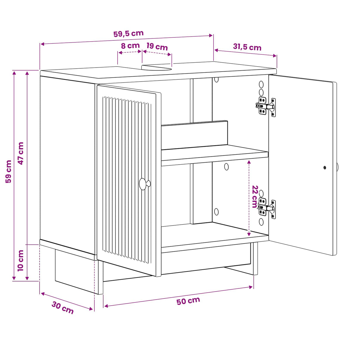 Bathroom Sink Cabinet EDE Concrete Grey 59.5 x 31.5x 59 cm