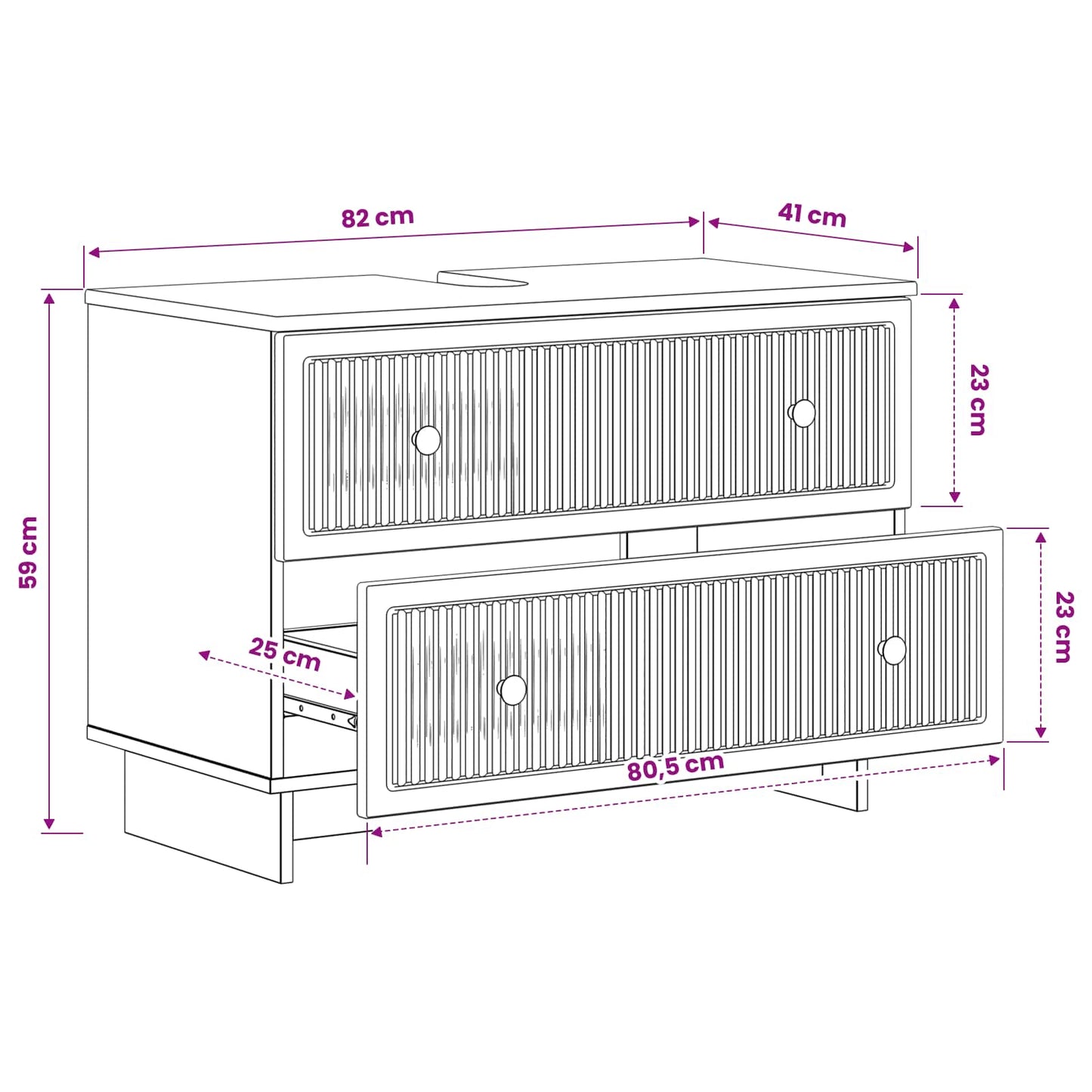 Bathroom Sink Cabinet EDE Black 82 x 41x 59 cm Engineered Wood