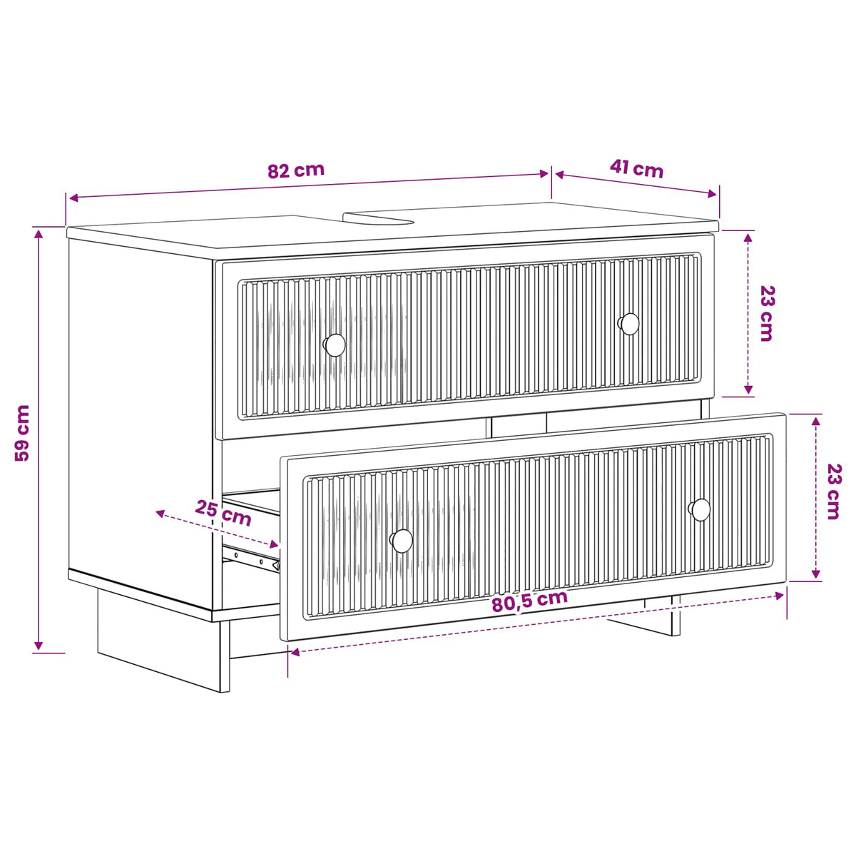 Bathroom Sink Cabinet EDE High Gloss White 82 x 41x 59 cm