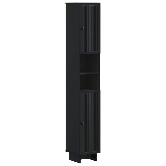 Bathroom Cabinet with Open Shelf EDE Black 30 x 31 x 190 cm Bathroom Cabinet with Open Shelf EDE Black 30 x 31 x 190 cm