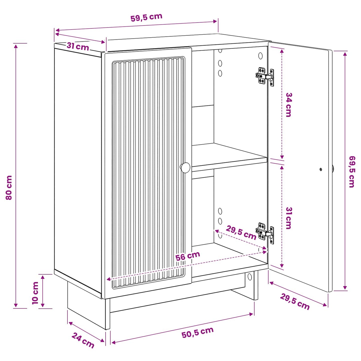 Bathroom Storage Cainet EDE Smoked Oak 59.5 x 31 x 80 cm