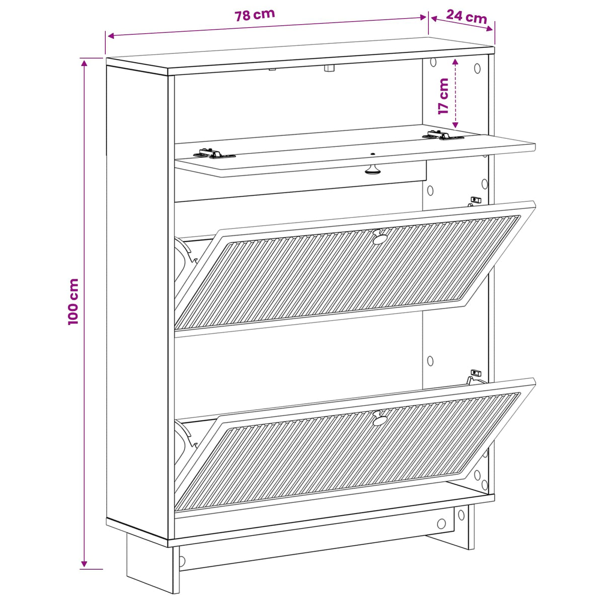 Shoe Cabinet EDE 78 x 24 x 103 cm Engineered Wood White