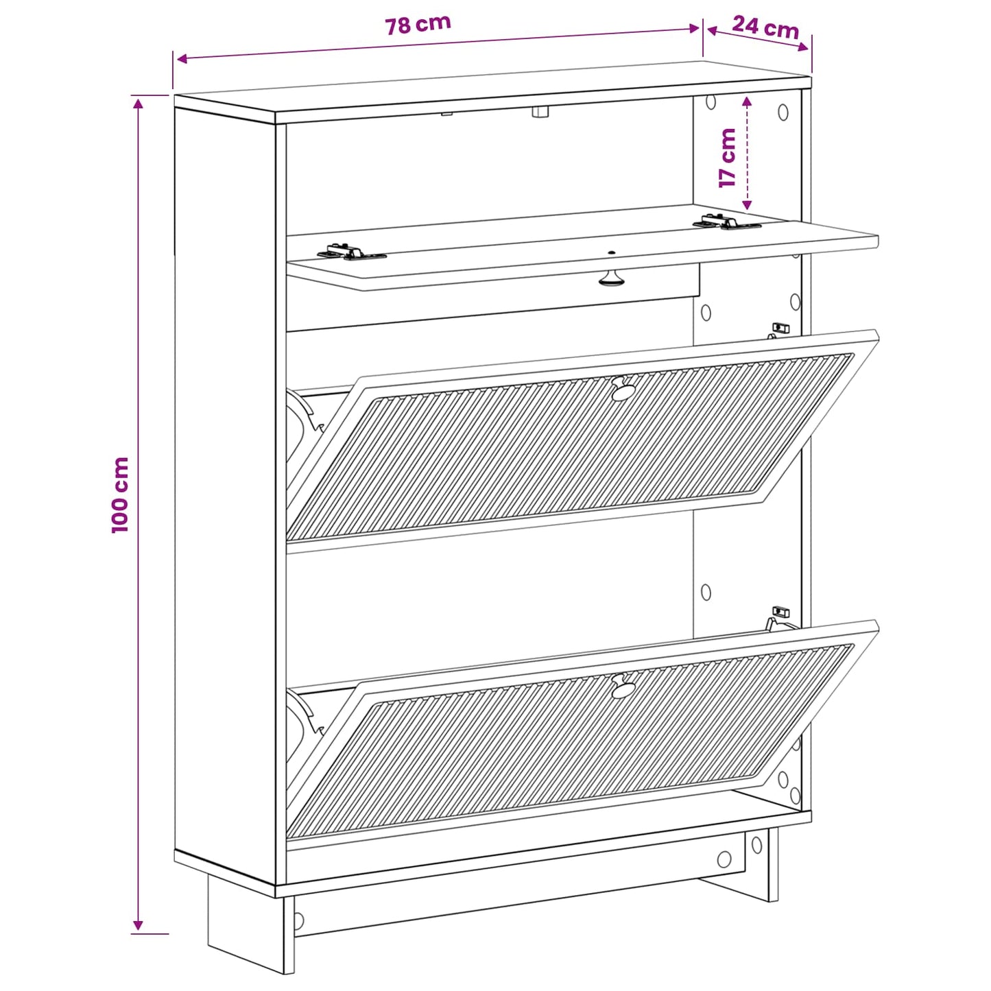 Shoe Cabinet EDE 78 x 24 x 103 cm Engineered Wood Old Wood