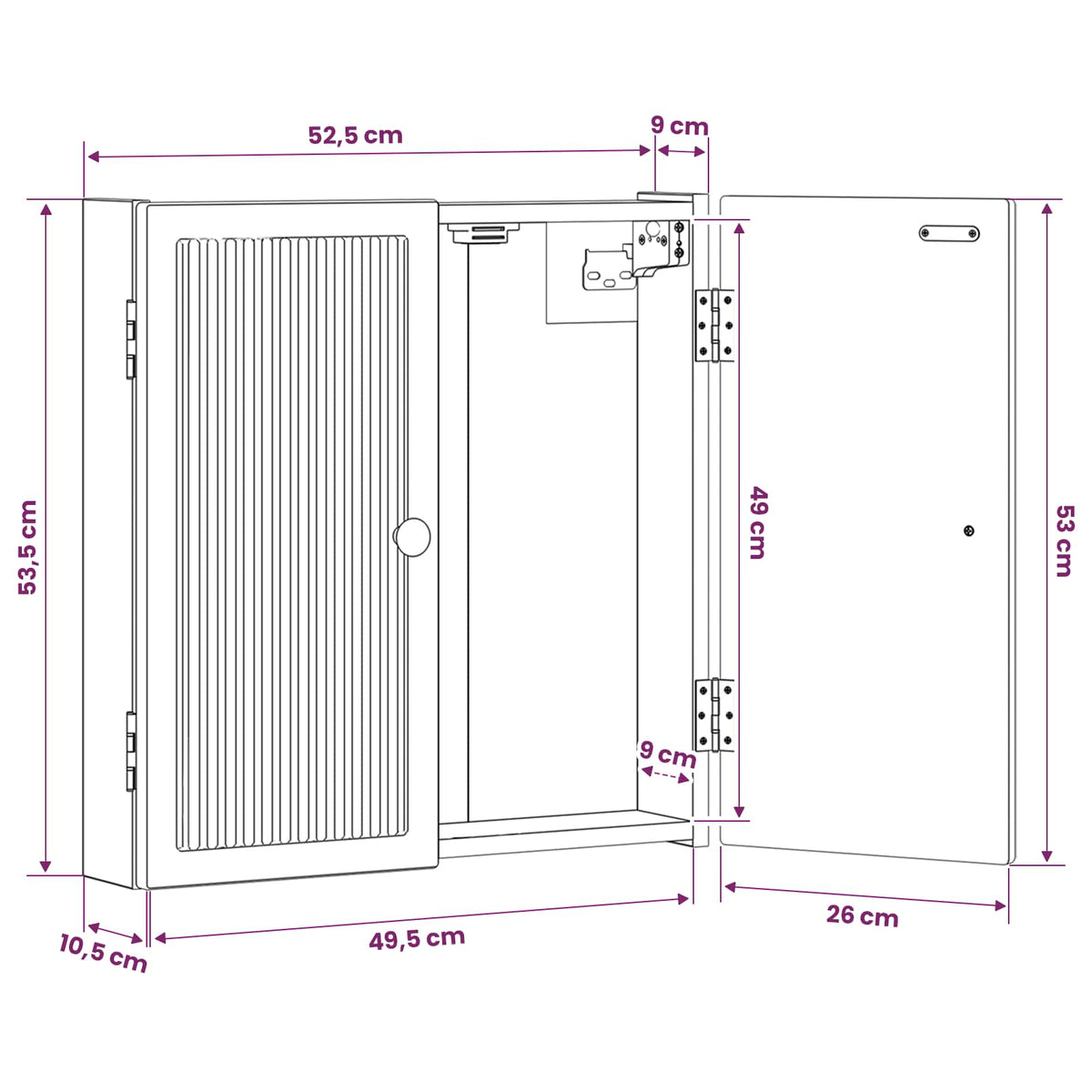 Dartboard Cabinet EDE White 52.5 x 10.5 x 53.5 cm