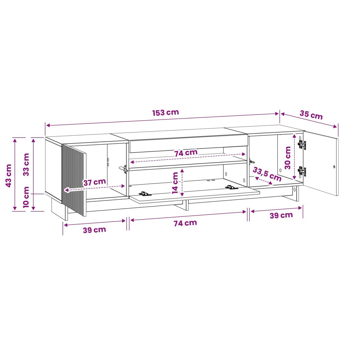 LED TV Cabinet Old Wood Engineered Wood