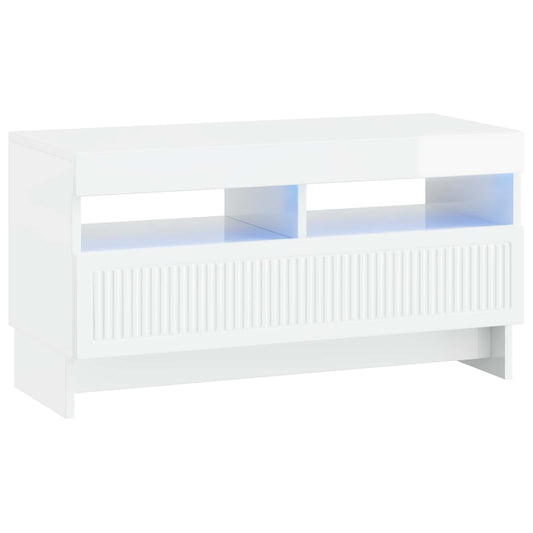 LED TV Cabinet ALKMAAR 81 x 35 x 43 cm High Gloss White LED TV Cabinet ALKMAAR 81 x 35 x 43 cm High Gloss White