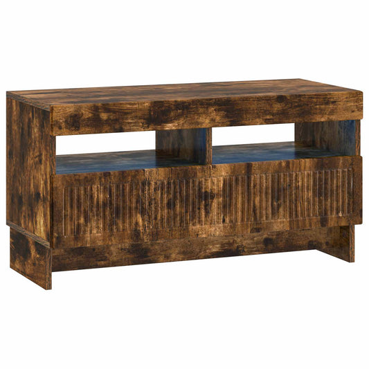 LED TV Cabinet ALKMAAR 81 x 35 x 43 cm Smoked Oak LED TV Cabinet ALKMAAR 81 x 35 x 43 cm Smoked Oak