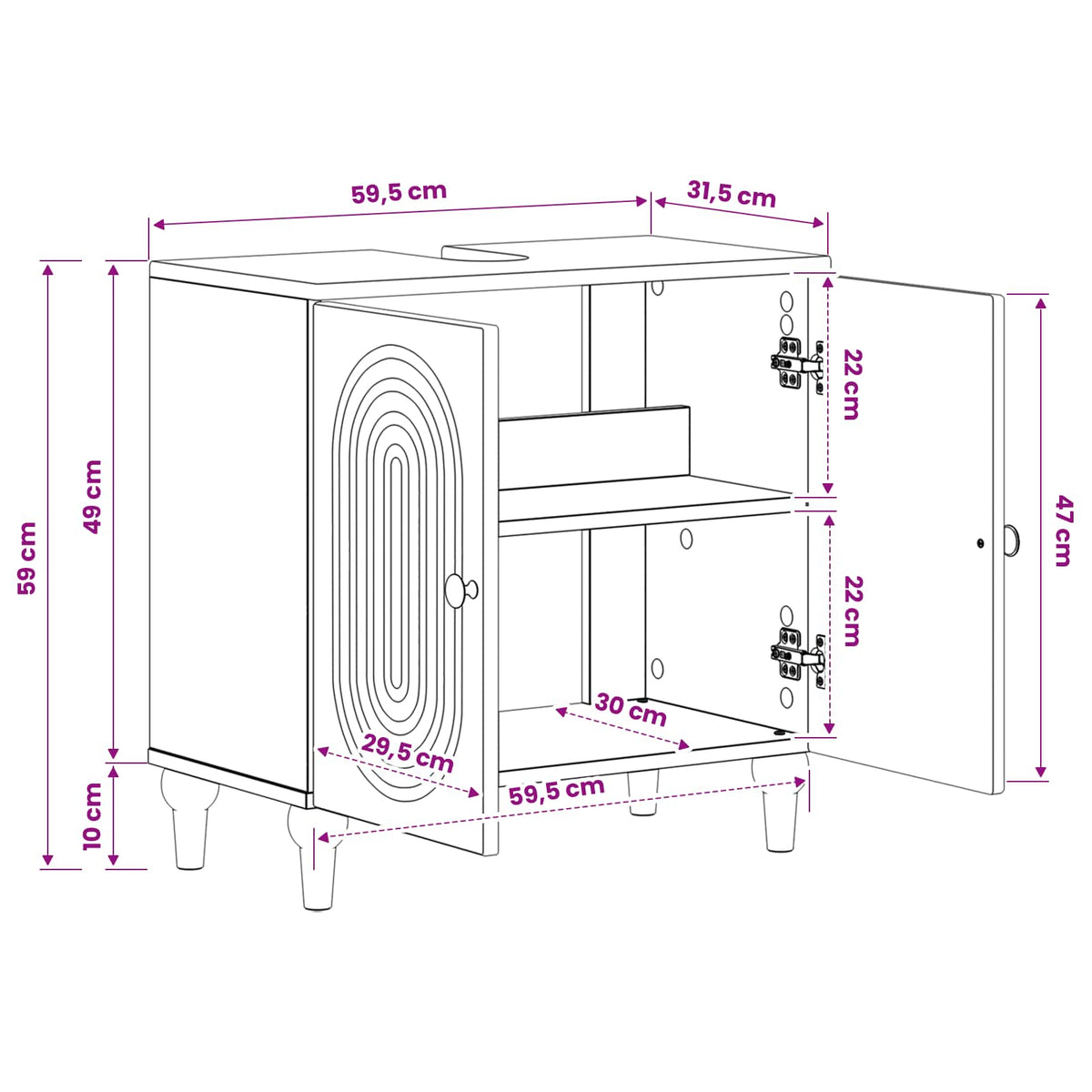 Bathroom Sink Cabinet ALKMAAR White 59.5 x 31.5x 59 cm
