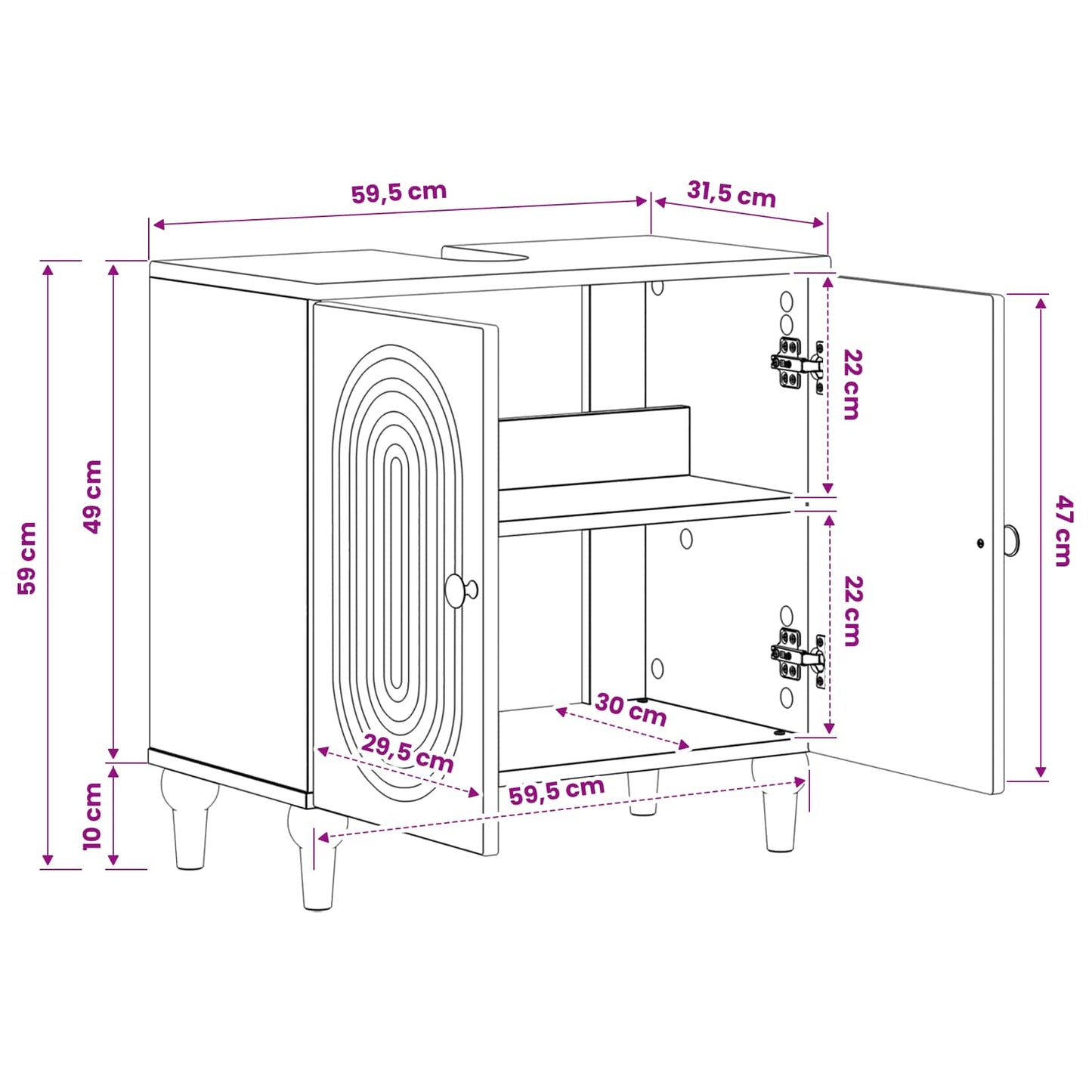 Bathroom Sink Cabinet ALKMAAR Concrete Grey 59.5 x 31.5x 59 cm