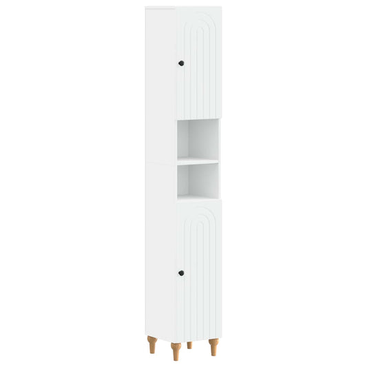 Bathroom Cabinet with Open Shelf ALKMAAR White 30 x 31 x 190 cm Bathroom Cabinet with Open Shelf ALKMAAR White 30 x 31 x 190 cm