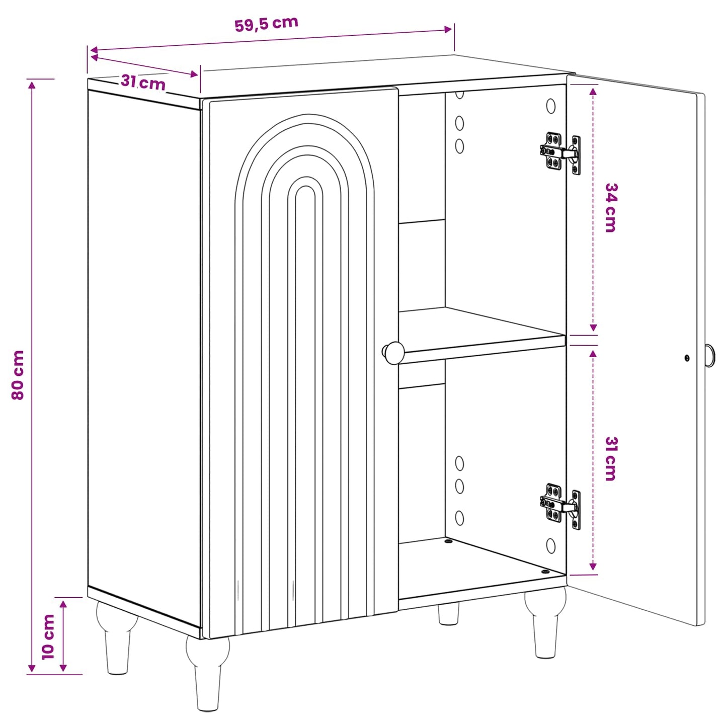 Bathroom Storage Cainet ALKMAAR White 59.5 x 31 x 80 cm