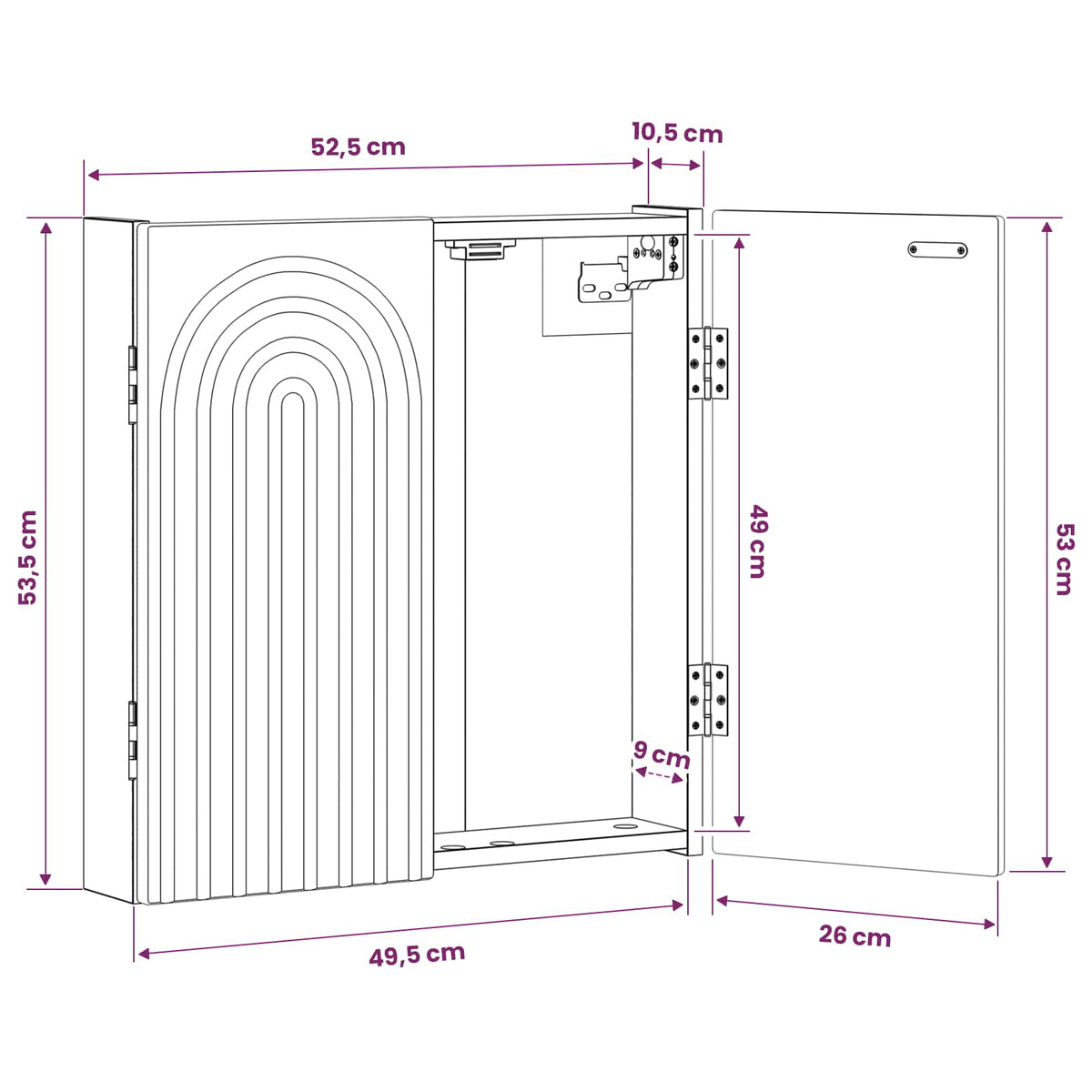 Dartboard Cabinet ALKMAAR Concrete Grey 52.5 x 10.5 x 53.5 cm