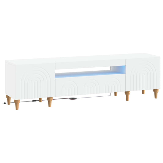 LED TV Cabinet ALKMAAR 153 x 35 x 43 cm White Engineered Wood LED TV Cabinet ALKMAAR 153 x 35 x 43 cm White Engineered Wood