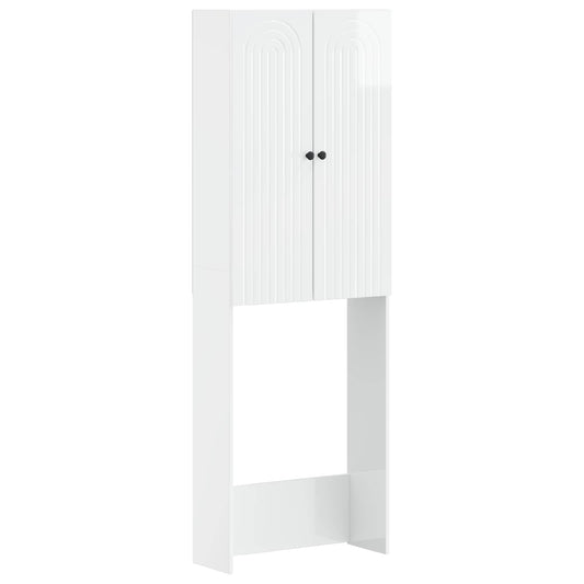 Toilet Cabinet ALKMAAR High Gloss White 66 x 25.5 x 190 cm Toilet Cabinet ALKMAAR High Gloss White 66 x 25.5 x 190 cm
