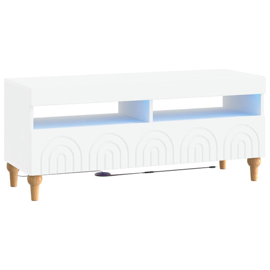 LED TV Cabinet ALKMAAR 100 x 35 x 43 cm White Engineered Wood LED TV Cabinet ALKMAAR 100 x 35 x 43 cm White Engineered Wood
