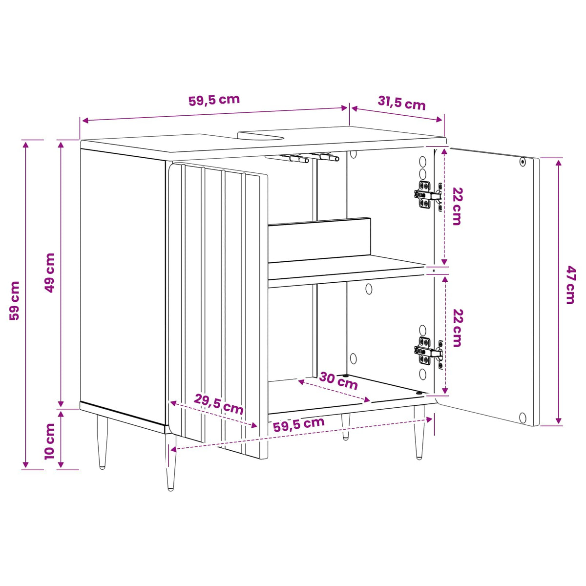 Bathroom Sink Cabinet ZWOLLE Sonoma Oak 59.5 x 31.5x 59 cm