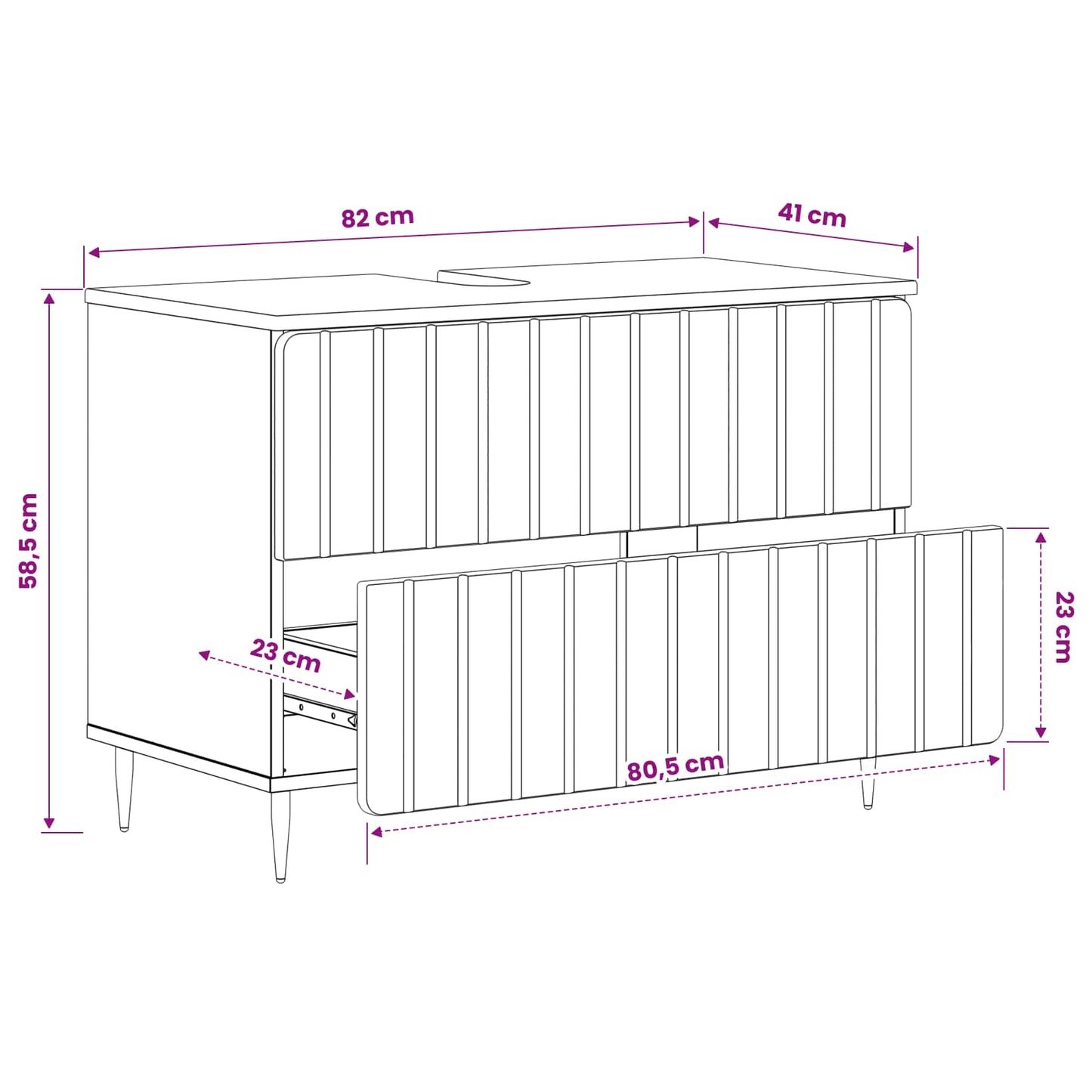 Bathroom Sink Cabinet ZWOLLE High Gloss White 82 x 41x 58.5 cm