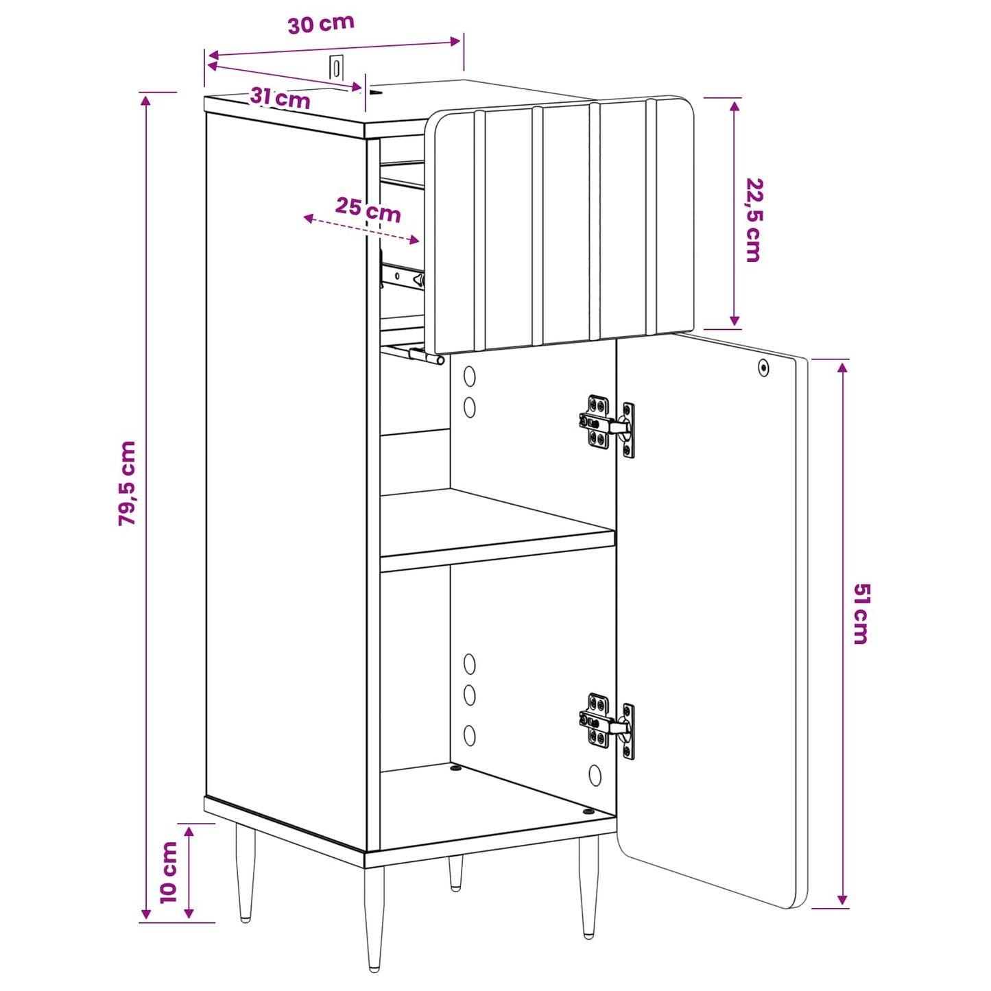 Bathroom Storage Cainet ZWOLLE Sonoma Oak 30 x 31 x 79.5 cm