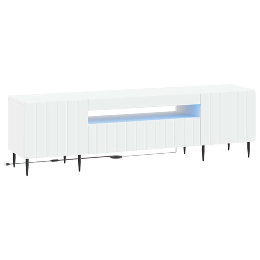 LED TV Cabinet ZWOLLE 153 x 35 x 43 cm White Engineered Wood LED TV Cabinet ZWOLLE 153 x 35 x 43 cm White Engineered Wood
