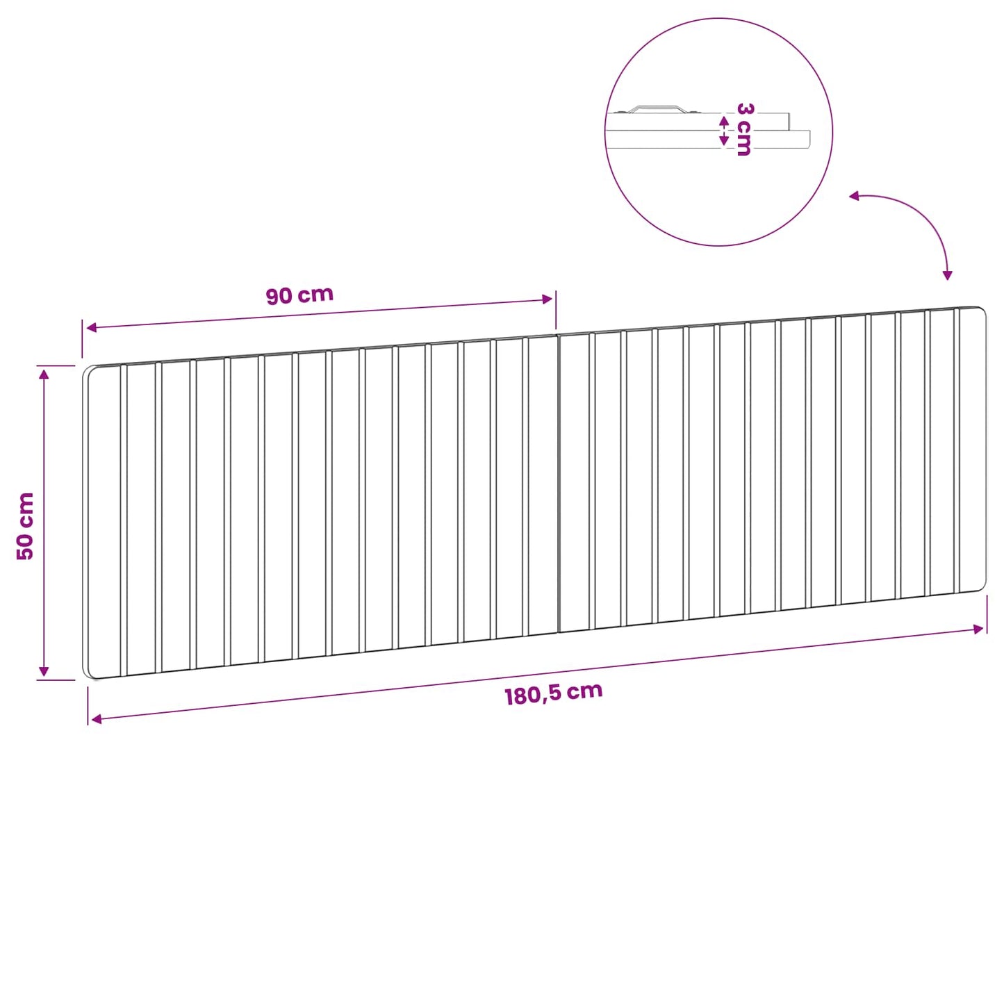 Wall-Mounted Headboard ZWOLLE High Gloss White Engineered Wood
