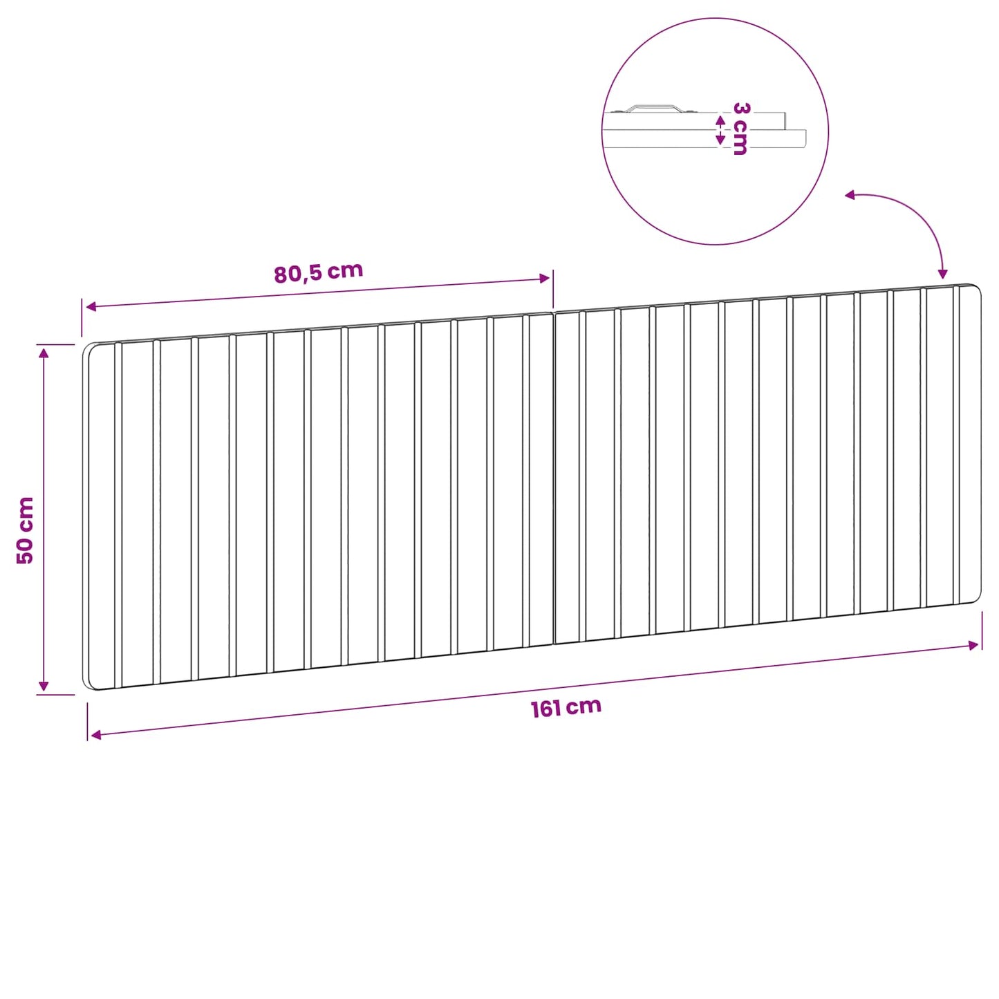 Wall-Mounted Headboard ZWOLLE High Gloss White Engineered Wood