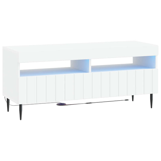 LED TV Cabinet ZWOLLE 100 x 35 x 43 cm White Engineered Wood LED TV Cabinet ZWOLLE 100 x 35 x 43 cm White Engineered Wood