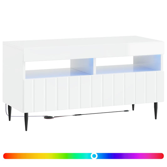 LED TV Cabinet High Gloss White Engineered Wood LED TV Cabinet High Gloss White Engineered Wood