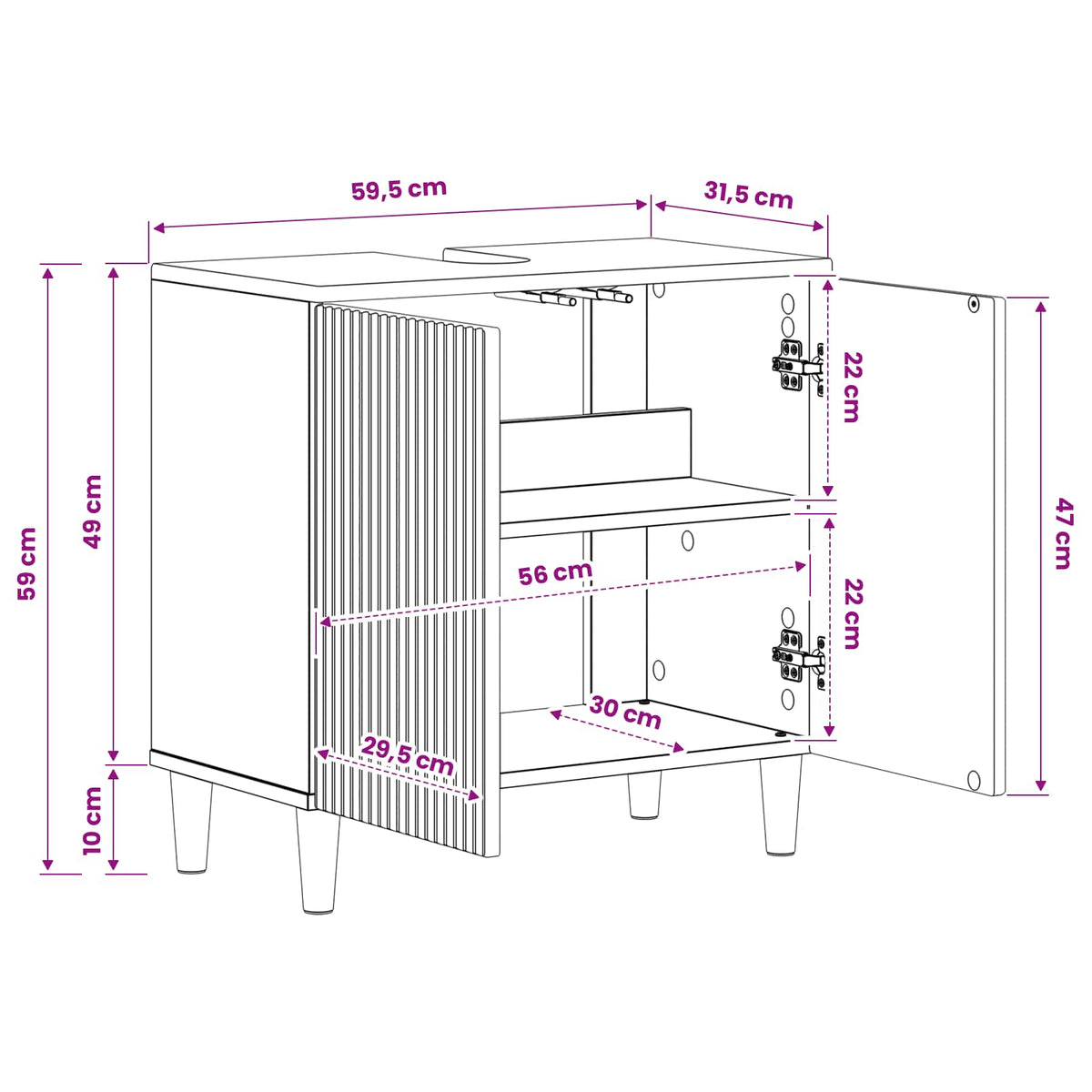 Bathroom Sink Cabinet ARNHEM Grey Sonoma 59.5 x 31.5x 59 cm
