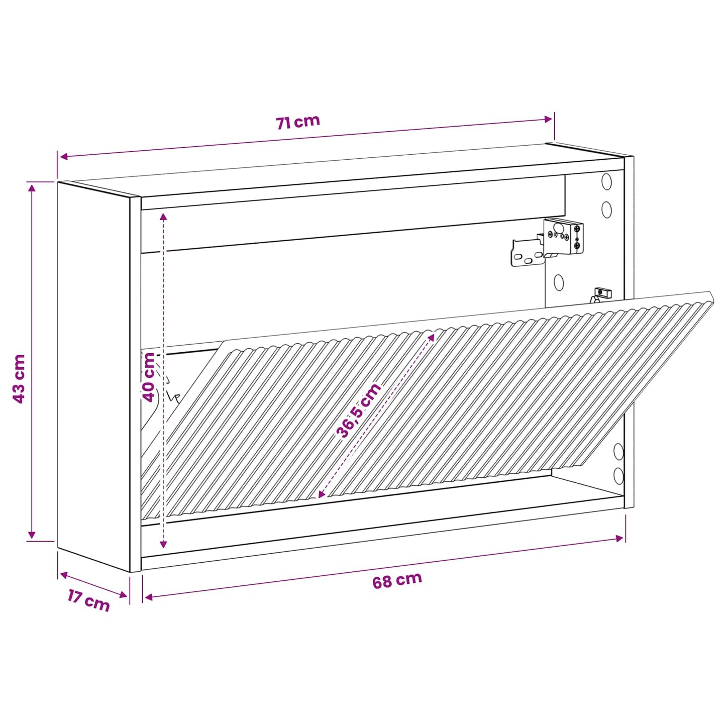 Wall-Mounted Shoe Cabinet ARNHEM 71 x 17 x 43 cm
