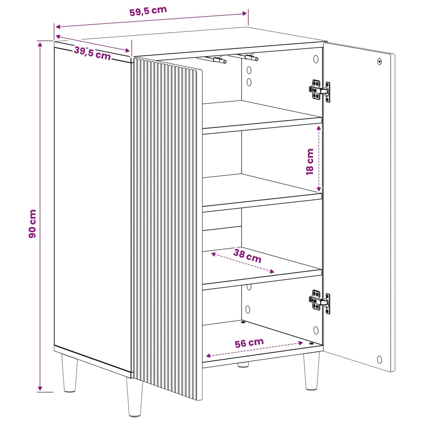 Shoe Cabinet ARNHEM 59.5 x 39.5 x 90 cm Engineered Wood Black