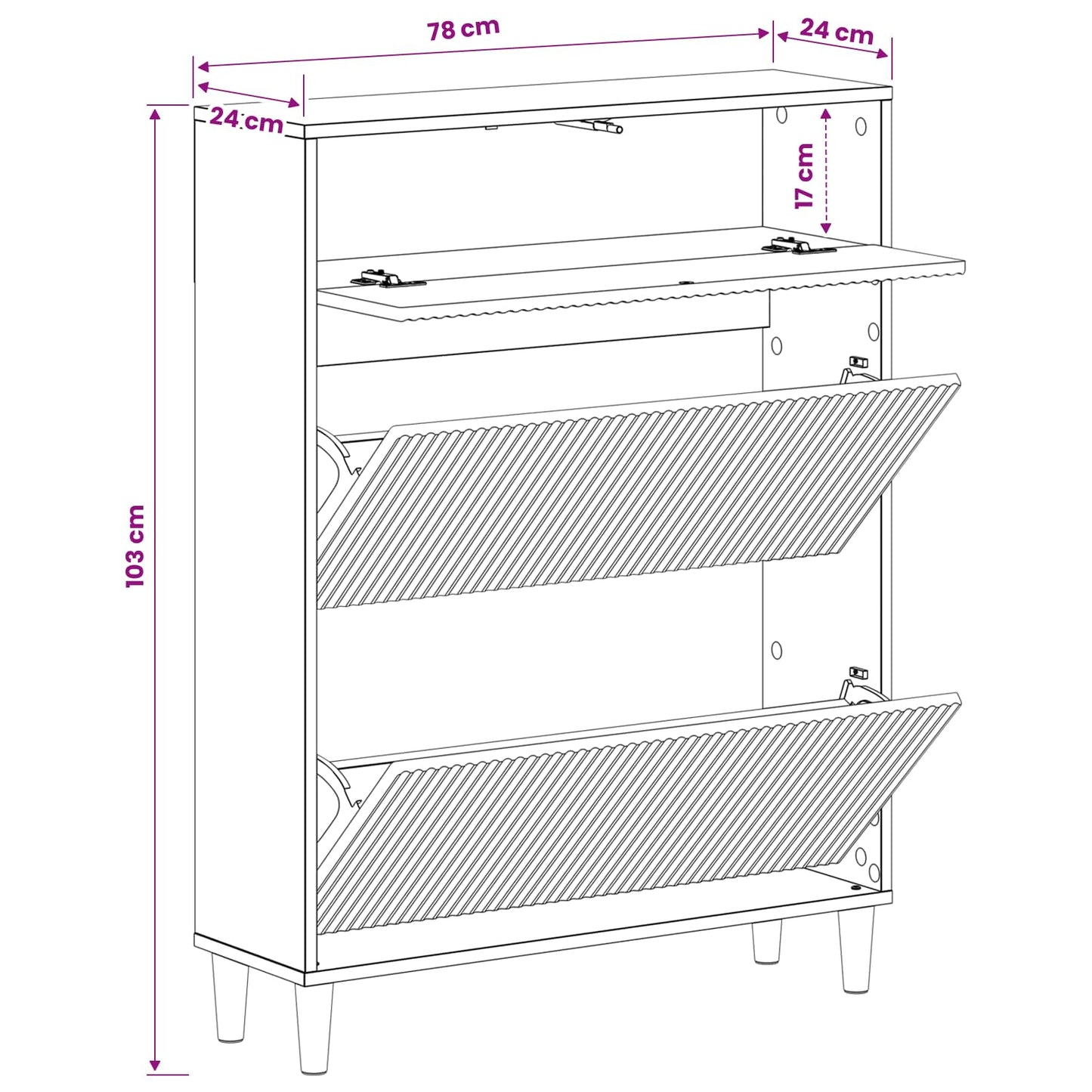 Shoe Cabinet ARNHEM 78 x 24 x 103 cm Engineered Wood Old Wood