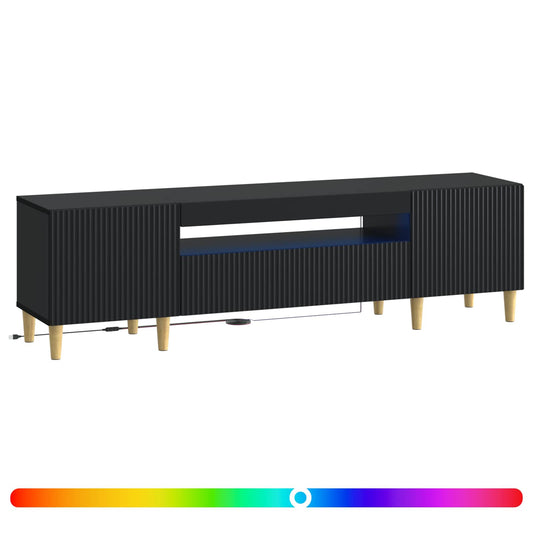 LED TV Cabinet Black Engineered Wood LED TV Cabinet Black Engineered Wood
