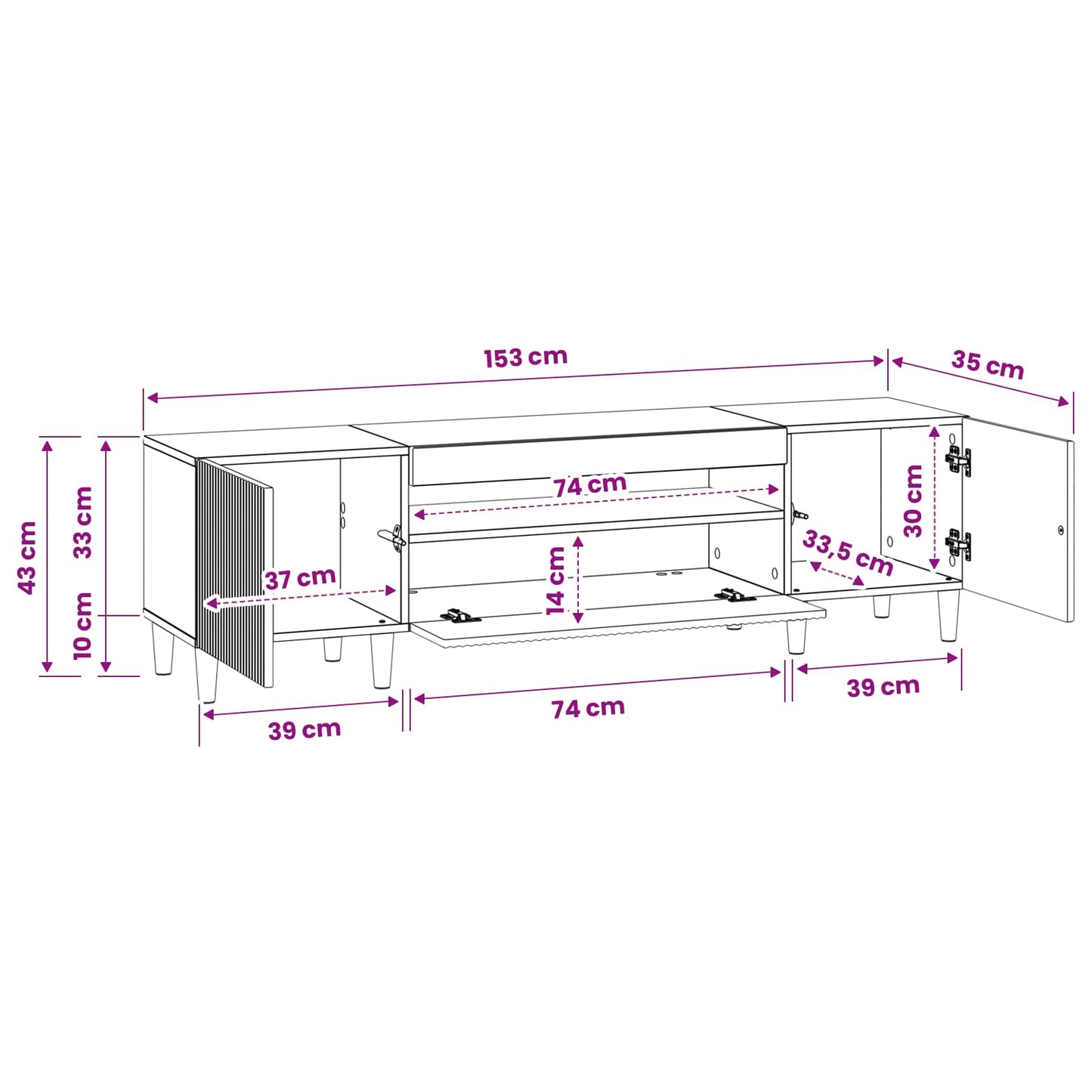 LED TV Cabinet High Gloss White Engineered Wood