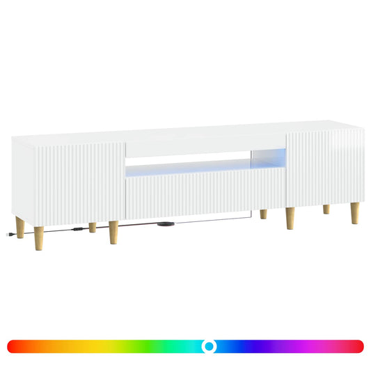 LED TV Cabinet High Gloss White Engineered Wood LED TV Cabinet High Gloss White Engineered Wood