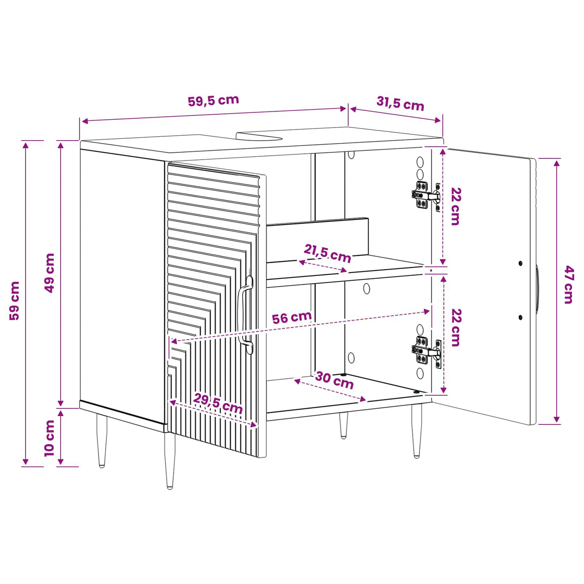 Bathroom Sink Cabinet HAARLEM Artisan Oak 59.5 x 31.5x 59 cm