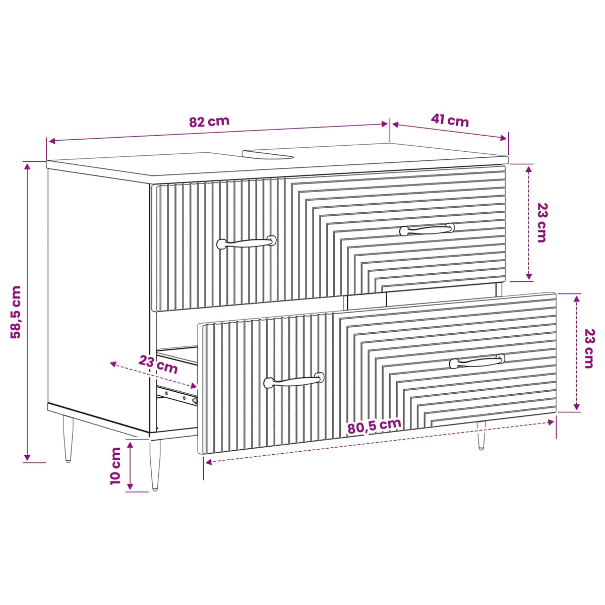 Bathroom Sink Cabinet HAARLEM Concrete Grey 82 x 41x 58.5 cm