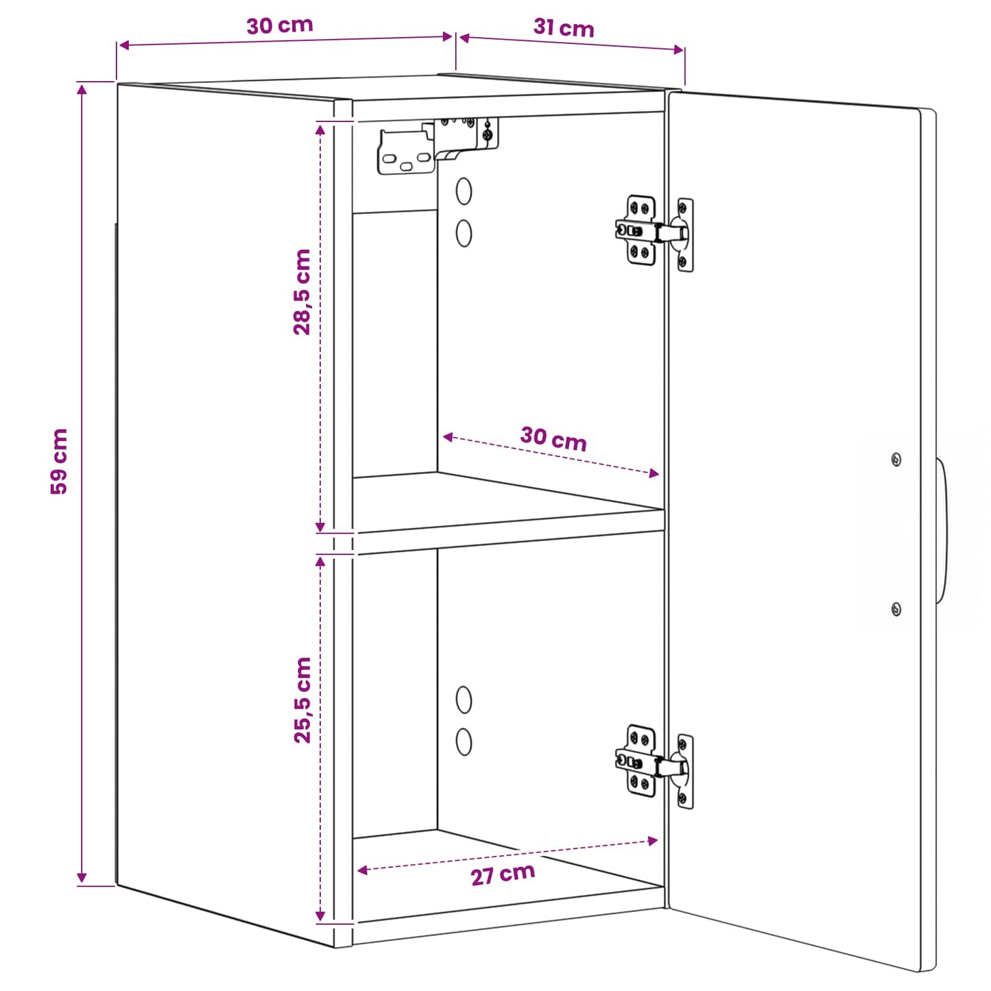 Bathroom Wall Cabinet HAARLEM Artisan Oak 30 x 31 x 59 cm