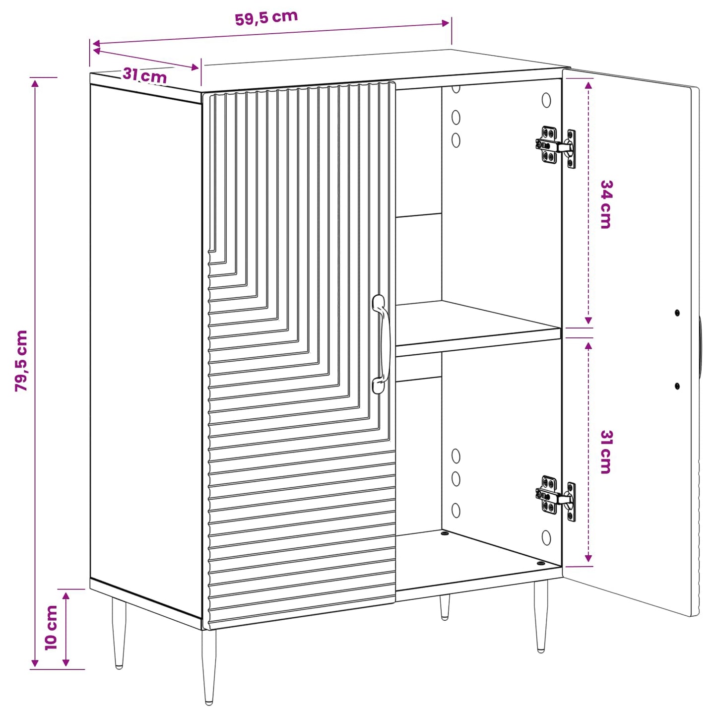 Bathroom Storage Cainet HAARLEM Black 59.5 x 31 x 80 cm