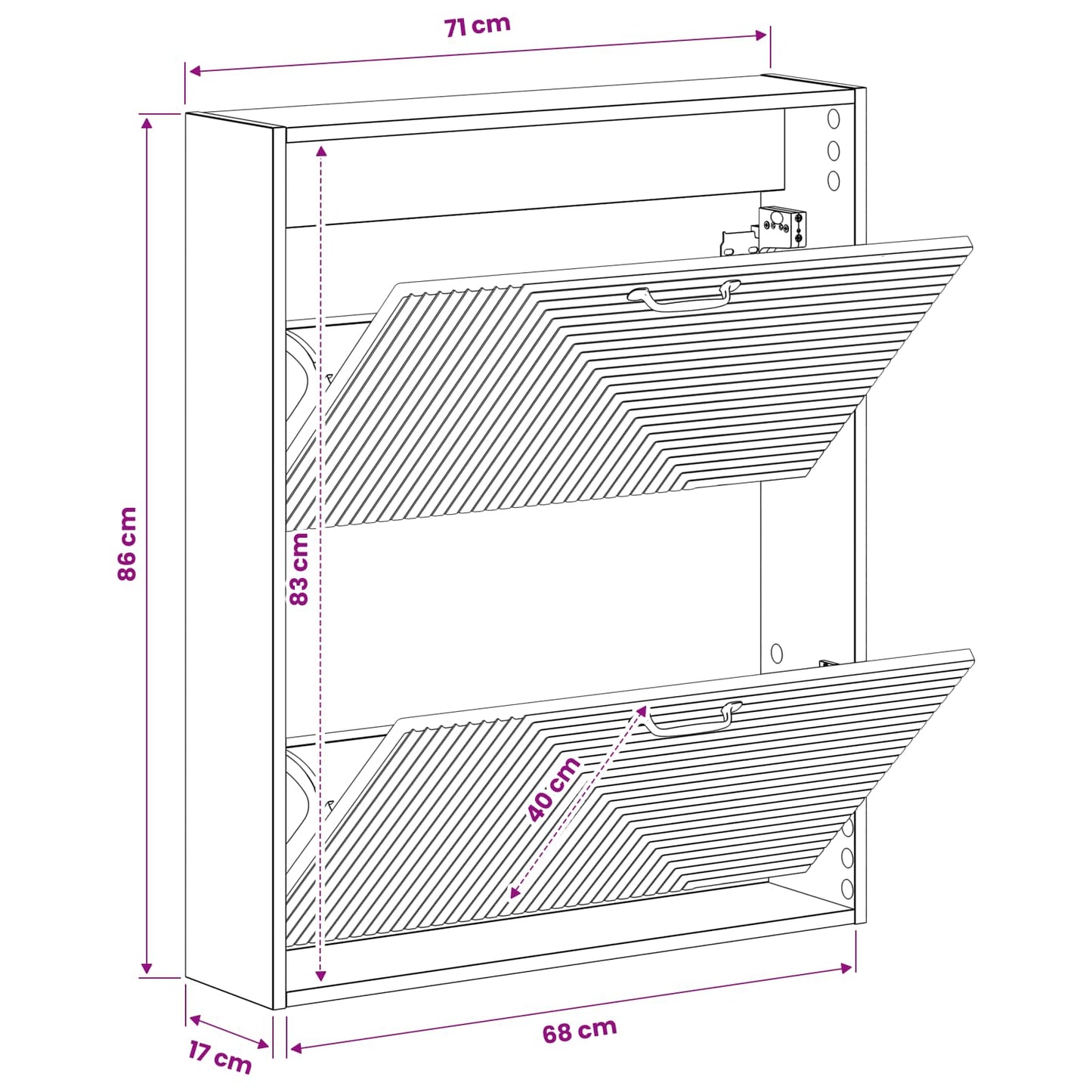 Wall-Mounted Shoe Cabinet HAARLEM 71 x 17 x 86 cm White