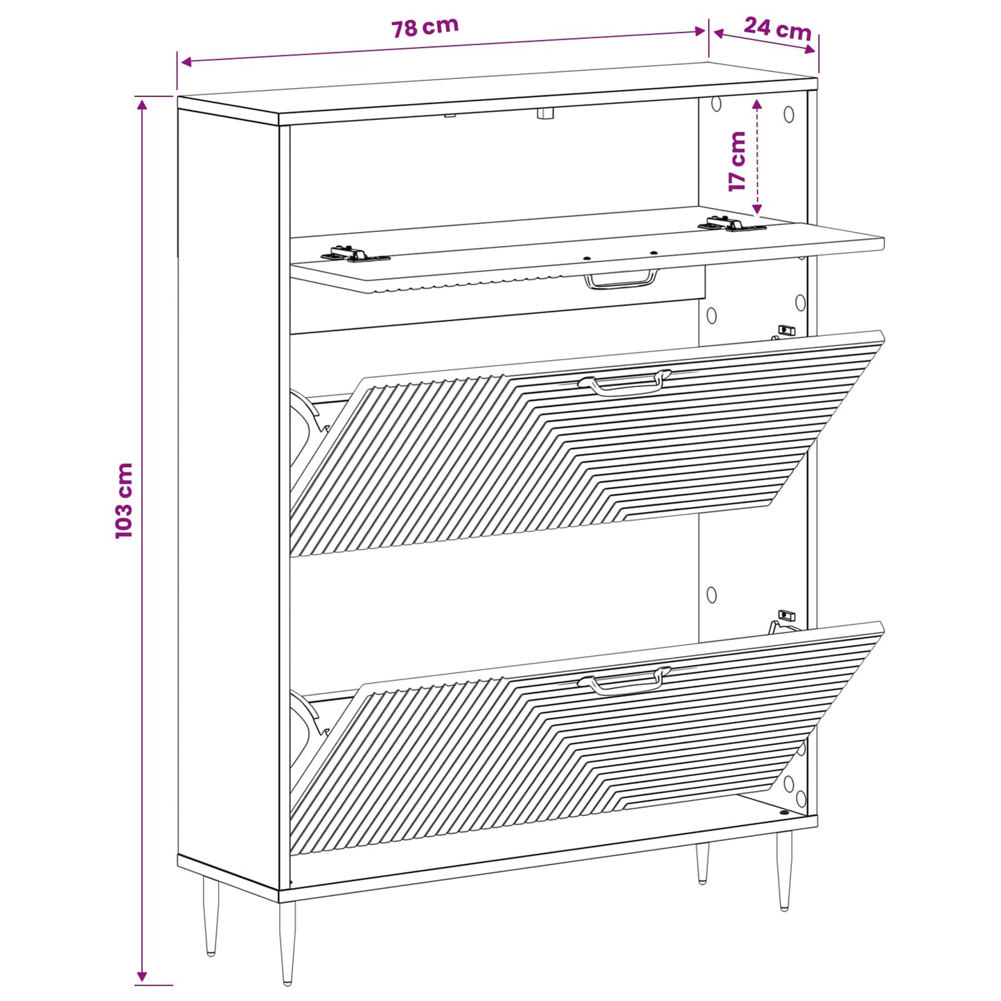 Shoe Cabinet HAARLEM 78 x 24 x 103 cm Engineered Wood Old Wood