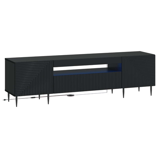LED TV Cabinet HAARLEM 153 x 35 x 43 cm Black Engineered Wood LED TV Cabinet HAARLEM 153 x 35 x 43 cm Black Engineered Wood
