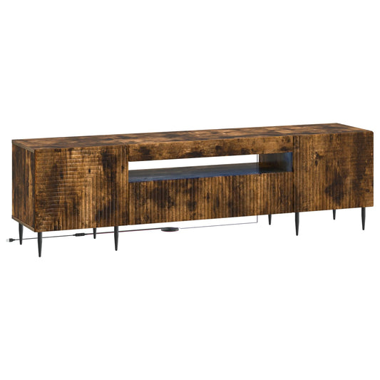 LED TV Cabinet HAARLEM 153 x 35 x 43 cm Smoked Oak LED TV Cabinet HAARLEM 153 x 35 x 43 cm Smoked Oak