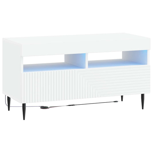LED TV Cabinet HAARLEM 81 x 35 x 43 cm White Engineered Wood LED TV Cabinet HAARLEM 81 x 35 x 43 cm White Engineered Wood